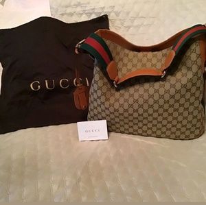 Gucci Hertiage GG Canvas Web Shoulder Bag